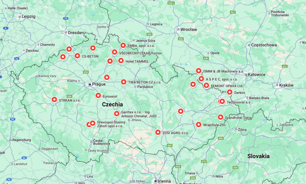 RRJM map of czech clients